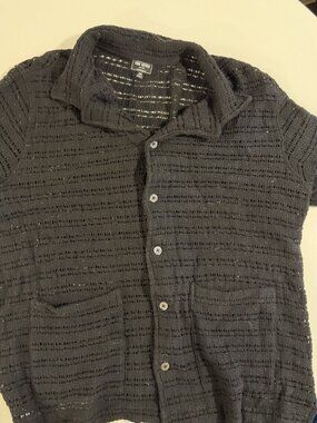 Todd Snyder Black Knit Shirt Men's XXL